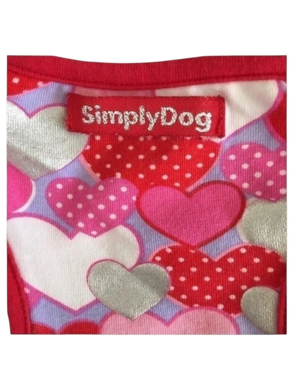 SimplyDog Red Heart Print Dog Dress Size S